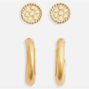 Anna Beck | 18k-Gold Plate Sterling Silver Set of 2 Stud & Hoop Earrings